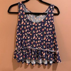Adorable Navy Blue Floral Tank